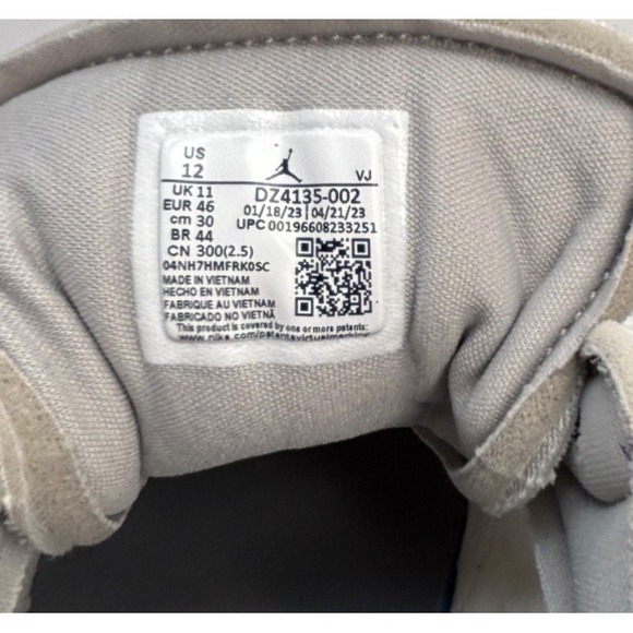 Nike Air Jordan Mens Size 12 1 SE Craft Low‎ Inside Out Cement Grey DZ4135-002 - Picture 8 of 9